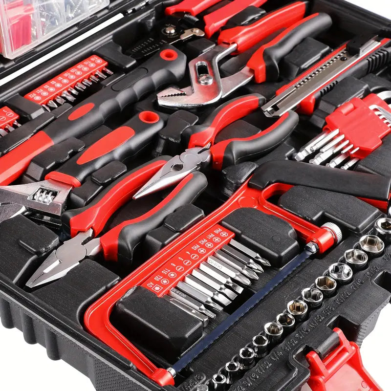 198pcs Home Tool Kit with Toolbox-Essential Hand Tools Set for Household, Auto & Bike Repairs Halloween and Christmas Gift for DIY Enthusiasts