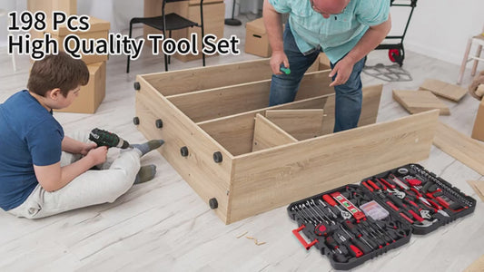 198pcs Home Tool Kit with Toolbox-Essential Hand Tools Set for Household, Auto & Bike Repairs Halloween and Christmas Gift for DIY Enthusiasts